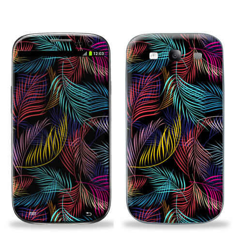 Наклейка на Телефон Samsung Galaxy S3 (i9300) Разноцветные листья пальмы,  купить в Москве – интернет-магазин Allskins, сказки, природа, миры, фантастика, скаты, космос, вселенная, ритм, модно