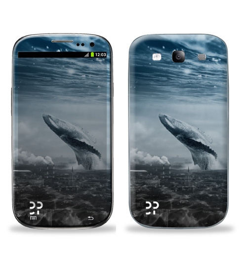 Наклейка на Телефон Samsung Galaxy S3 (i9300) Кит в мегаполисе,  купить в Москве – интернет-магазин Allskins, мегаполис, киты, эвентумпремо, футуризм, будущее