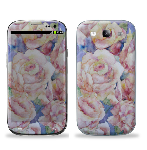 Наклейка на Телефон Samsung Galaxy S3 (i9300) Розы. декор три,  купить в Москве – интернет-магазин Allskins, акварель, плакат, цветы, нежно, розовый, пастельные, тона, красота