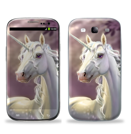 Наклейка на Телефон Samsung Galaxy S3 (i9300) Единорог в лесу,  купить в Москве – интернет-магазин Allskins, единорог, лошадь, рог, рогатый, клякса, грива, лес, фонарь