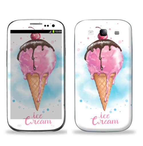 Наклейка на Телефон Samsung Galaxy S3 (i9300) Фруктовое мороженко,  купить в Москве – интернет-магазин Allskins, мороженое, розовый, мило, вкусняшки, вкусный, вкуснятина, лето, летний, шоколадный