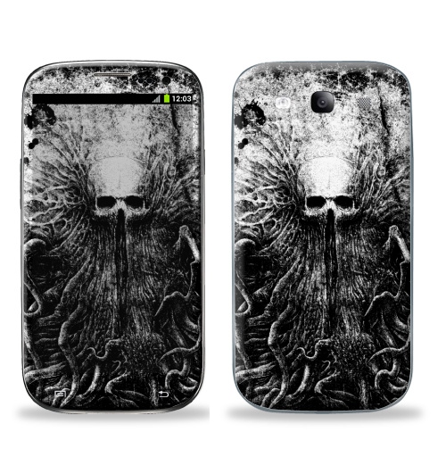 Наклейка на Телефон Samsung Galaxy S3 (i9300) Lovecraftian,  купить в Москве – интернет-магазин Allskins, череп, щупальца, тентакли, графика, хэллоуин, смерть