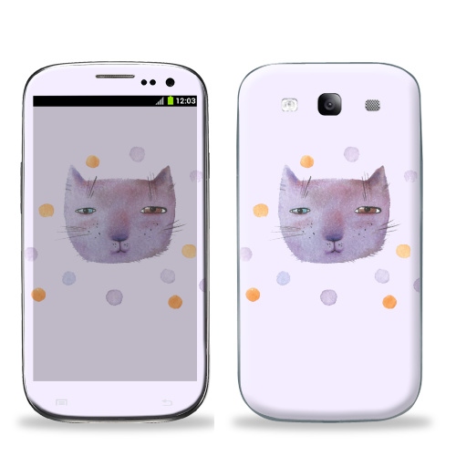 Наклейка на Телефон Samsung Galaxy S3 (i9300) Котик и шары,  купить в Москве – интернет-магазин Allskins, кошка, животные, подарки, снег, лев