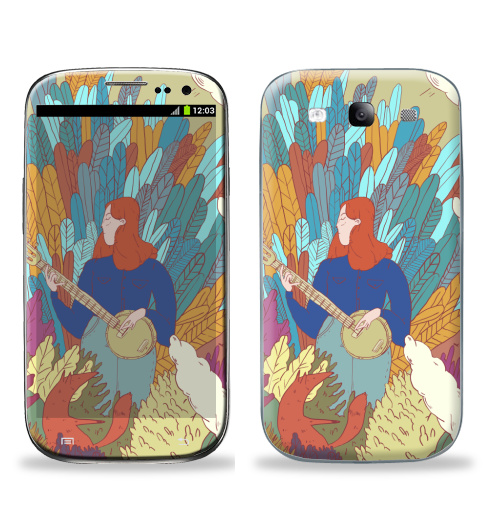 Наклейка на Телефон Samsung Galaxy S3 (i9300) Девушка и укулеле,  купить в Москве – интернет-магазин Allskins, музыка, красота, иллюстация, графика, нежно