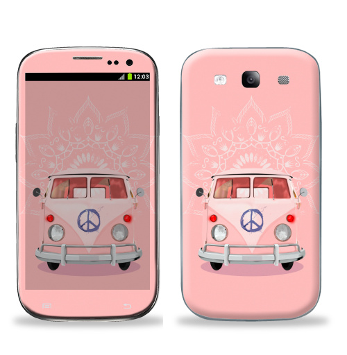 Наклейка на Телефон Samsung Galaxy S3 (i9300) Розовый Хиппи Автобус,  купить в Москве – интернет-магазин Allskins, автомобиль, автобус, хиппи, винтаж, ретро, Фольксваген, фольцваген, розовый, бохо