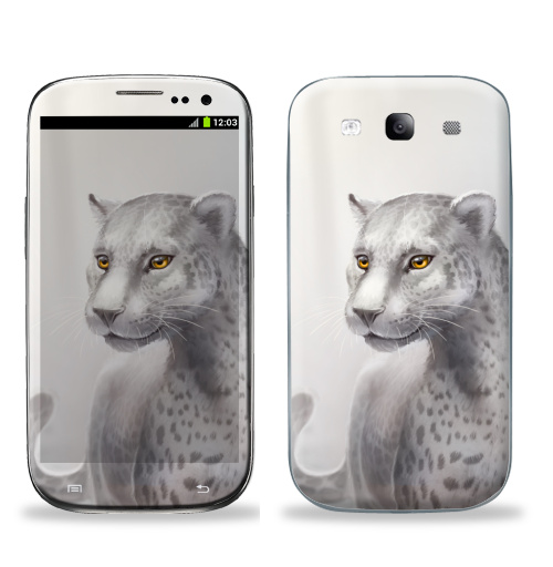 Наклейка на Телефон Samsung Galaxy S3 (i9300) Серый леопард,  купить в Москве – интернет-магазин Allskins, леопард, гепард, кошка, серый, клякса, глаз