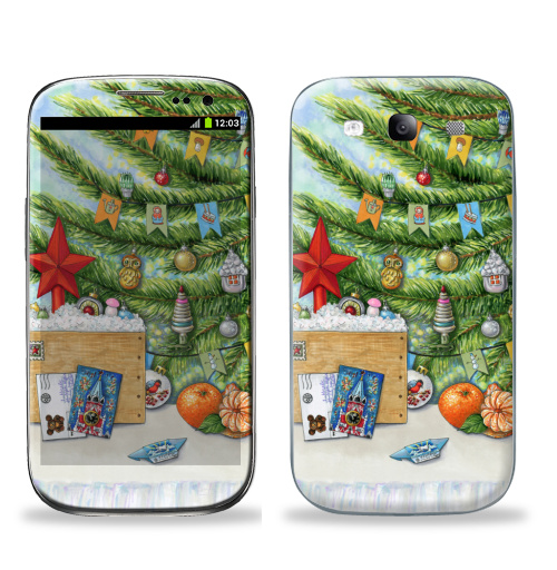 Наклейка на Телефон Samsung Galaxy S3 (i9300) Новый год из детства,  купить в Москве – интернет-магазин Allskins, новый год, детские, СССР, гики, подарки, гирлянда, мандарин, магия