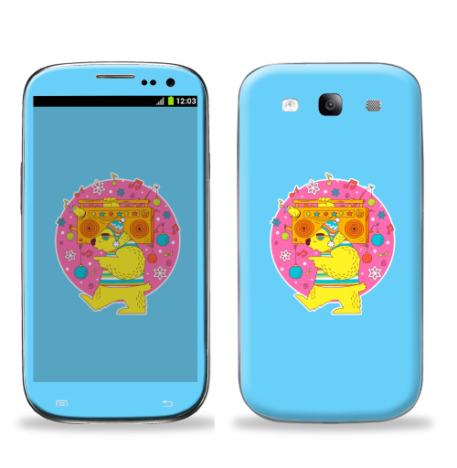 Наклейка на Телефон Samsung Galaxy S3 (i9300) Ми-ми-Миша,  купить в Москве – интернет-магазин Allskins, желтый, музыка, снег, медведь