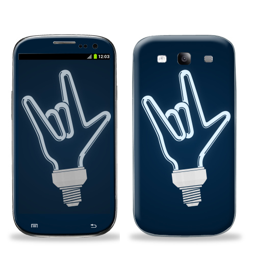 Наклейка на Телефон Samsung Galaxy S3 (i9300) Рок-лампочка,  купить в Москве – интернет-магазин Allskins, rock, ламп, черно-белое, лампа, овцы, музыка