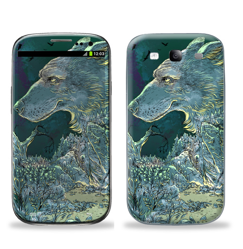 Наклейка на Телефон Samsung Galaxy S3 (i9300) Волчок,  купить в Москве – интернет-магазин Allskins, крутые животные, собаки, лес, волк, 300 Лучших работ, милые животные