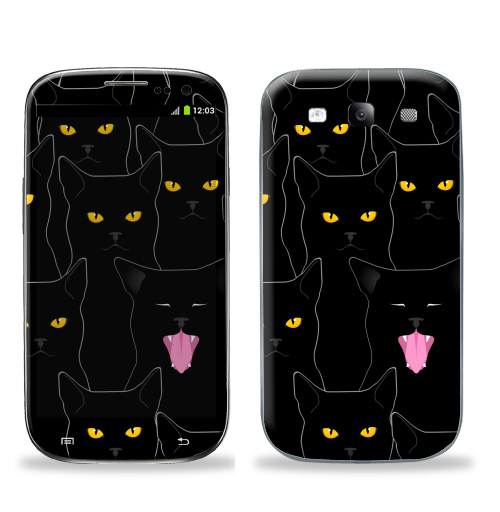 Наклейка на Телефон Samsung Galaxy S3 (i9300) Котики detected,  купить в Москве – интернет-магазин Allskins, кошка, глаз, графика, улыбка, животные, 300 Лучших работ
