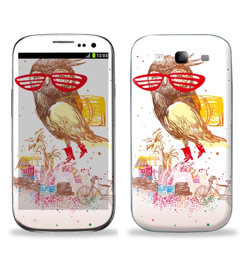 Наклейка на Телефон Samsung Galaxy S3 (i9300) отпуск !!!!,  купить в Москве – интернет-магазин Allskins, отпуск, велосипед, лето, морская, сова, счастливая