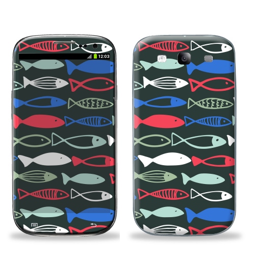 Наклейка на Телефон Samsung Galaxy S3 (i9300) Веселые рыбехи,  купить в Москве – интернет-магазин Allskins, милые животные, детские, океаны, морская, лето, вода, графика, рыба, животные