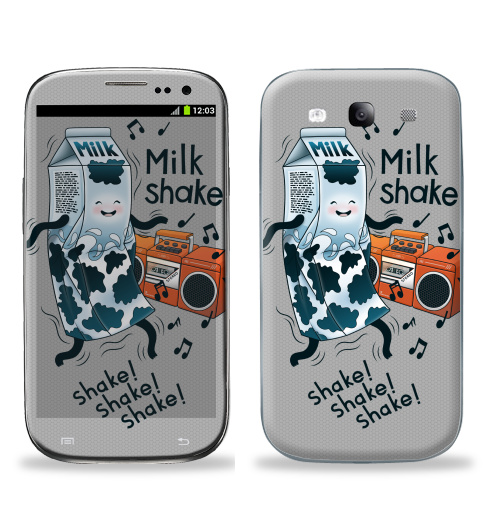 Наклейка на Телефон Samsung Galaxy S3 (i9300) MilkShake!,  купить в Москве – интернет-магазин Allskins, музыка, еда, ноты, танцы, коктейль, молочный
