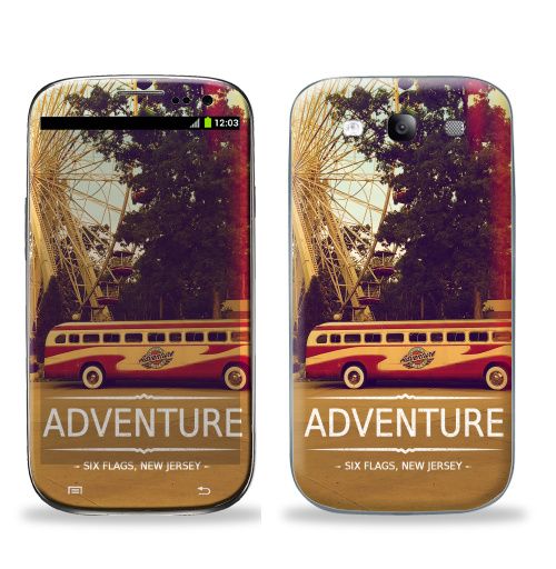 Наклейка на Телефон Samsung Galaxy S3 (i9300) Adventure,  купить в Москве – интернет-магазин Allskins, надписи на английском, типографика, автомобиль, NY, приключения, природа, текстура, джерси, Америка