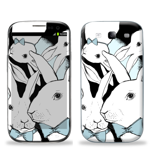 Наклейка на Телефон Samsung Galaxy S3 (i9300) Boys Bunny,  купить в Москве – интернет-магазин Allskins, заяц, бабочки, зима
