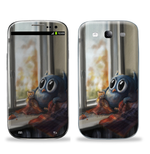 Наклейка на Телефон Samsung Galaxy S3 (i9300) Vanilla Owl,  купить в Москве – интернет-магазин Allskins, ваниль, хипстер, сова, птицы, осень, графика, любовь, тренд, 300 Лучших работ