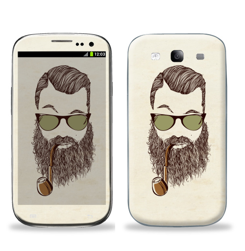 Наклейка на Телефон Samsung Galaxy S3 (i9300) Верьте мне, у меня есть борода,  купить в Москве – интернет-магазин Allskins, люди, человек, волосы, очки, трубка, хипстер, капитан, мужик, борода