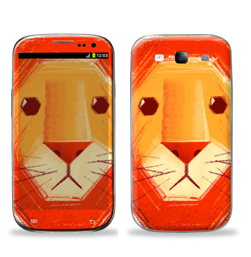 Наклейка на Телефон Samsung Galaxy S3 (i9300) Грустный лев,  купить в Москве – интернет-магазин Allskins, милые животные, детские, животные, любовь, желтый, лето, оранжевый, печаль, король, грустные, печальный