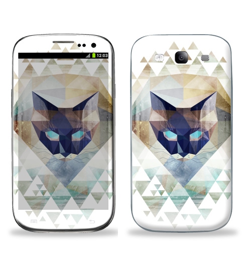 Наклейка на Телефон Samsung Galaxy S3 (i9300) Треугольная киса,  купить в Москве – интернет-магазин Allskins, полигональный, триангл, кошка, котята, киса, треугольник, космокот
