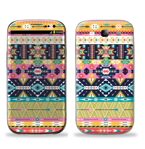 Наклейка на Телефон Samsung Galaxy S3 (i9300) Декоративный орнамент в американском стили,  купить в Москве – интернет-магазин Allskins, паттерн, Мексика, текстура, навахо, модный, Перуанская, мода, текстиль