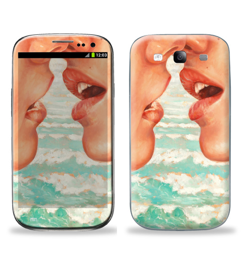 Наклейка на Телефон Samsung Galaxy S3 (i9300) Калифорнийский кисс,  купить в Москве – интернет-магазин Allskins, поцелуй, любовь, волны, губы