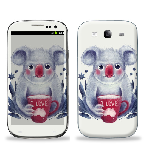 Наклейка на Телефон Samsung Galaxy S3 (i9300) Любитель Австралии,  купить в Москве – интернет-магазин Allskins, милые животные, эвкалипт, животные, Австралия, чай и кофе, любовь, коала, детские