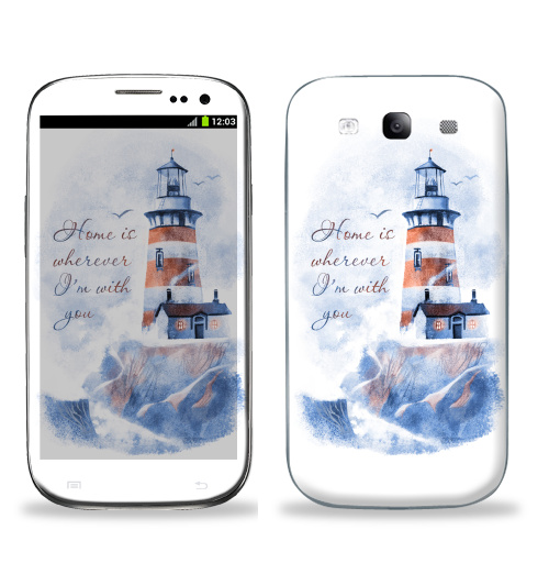 Наклейка на Телефон Samsung Galaxy S3 (i9300) Маяк,  купить в Москве – интернет-магазин Allskins, морская, надписи, природа, дом, маяк, надписи на английском, 300 Лучших работ