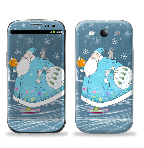 Наклейка на Телефон Samsung Galaxy S3 (i9300) Дед Мороз на скейте,  купить в Москве – интернет-магазин Allskins, новый год, зима, мороз, дед, детские