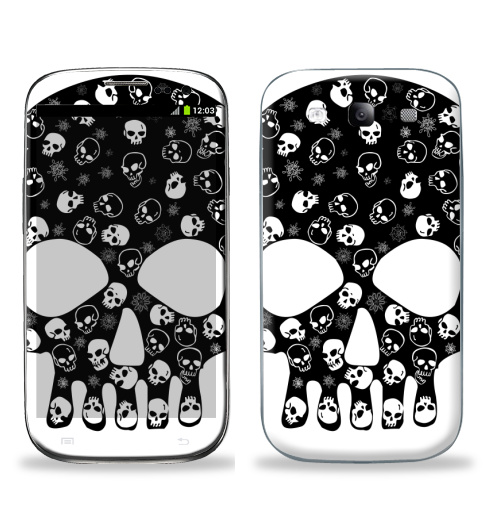 Наклейка на Телефон Samsung Galaxy S3 (i9300) Белые черепа на черном,  купить в Москве – интернет-магазин Allskins, белые, апокалипсис, зомби, пират, черныйфон, черно-белое, череп, унисекс, бесшовный, монохром, паттерн, графика, черный, белый, музыка
