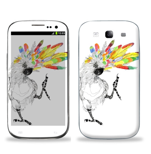 Наклейка на Телефон Samsung Galaxy S3 (i9300) ТАНЦЫ попугайцы,  купить в Москве – интернет-магазин Allskins, милые животные, мило, позитив, птицы, попугаи, животные
