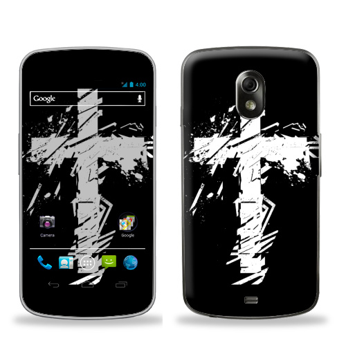 Наклейка на Телефон Samsung Galaxy Nexus (i9250) Крест во всю грудь,  купить в Москве – интернет-магазин Allskins, черно-белое, татуировки, гранж, крест, христианство, святое, черный