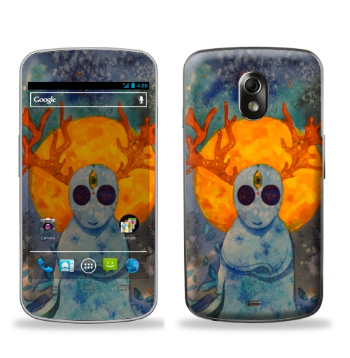 Наклейка на Телефон Samsung Galaxy Nexus (i9250) Дух,  купить в Москве – интернет-магазин Allskins, дух, привидение, олень, призрак, луна, желтое, голубой, космос, звезда