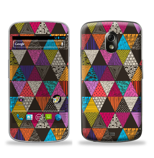 Наклейка на Телефон Samsung Galaxy Nexus (i9250) Пестрые треугольники,  купить в Москве – интернет-магазин Allskins, рисунки, роспись, яркий, треугольники, паттерн, узор, графика, абстракция