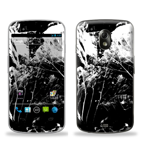 Наклейка на Телефон Samsung Galaxy Nexus (i9250) Растительное,  купить в Москве – интернет-магазин Allskins, черно-белое, лесной, природа, листья, Темная, черный, графика, растительный, растение