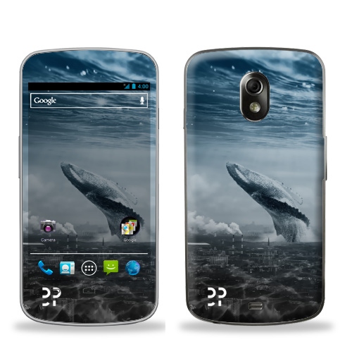 Наклейка на Телефон Samsung Galaxy Nexus (i9250) Кит в мегаполисе,  купить в Москве – интернет-магазин Allskins, мегаполис, киты, эвентумпремо, футуризм, будущее