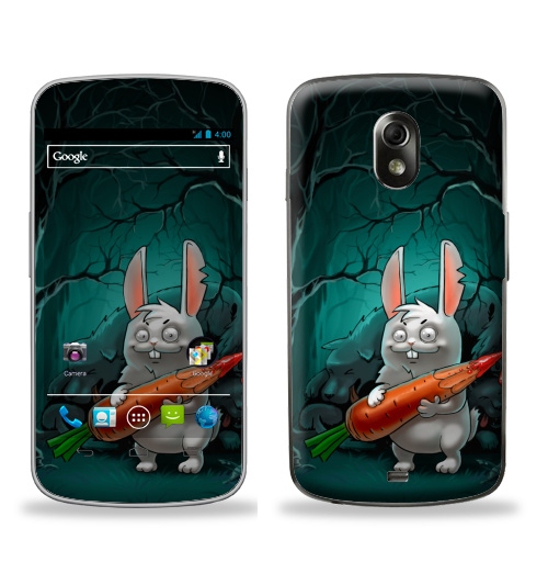 Наклейка на Телефон Samsung Galaxy Nexus (i9250) Кролик с морковкой,  купить в Москве – интернет-магазин Allskins, морковка, кролики, волк, лес, ночь, страшно, кровь