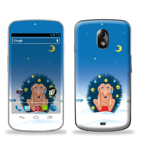 Наклейка на Телефон Samsung Galaxy Nexus (i9250) Йогаёжиковая ёлка,  купить в Москве – интернет-магазин Allskins, прикол, зима, гики, ёлочные, новый год, ежик