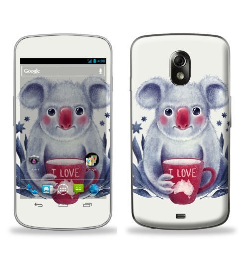 Наклейка на Телефон Samsung Galaxy Nexus (i9250) Любитель Австралии,  купить в Москве – интернет-магазин Allskins, милые животные, эвкалипт, животные, Австралия, чай и кофе, любовь, коала, детские