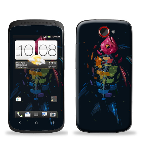 Наклейка на Телефон HTC HTC One S Мистическая Рыба,  купить в Москве – интернет-магазин Allskins, подводный, рыба, сюрреализм, морская, радуга, чешуя
