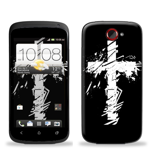 Наклейка на Телефон HTC HTC One S Крест во всю грудь,  купить в Москве – интернет-магазин Allskins, черно-белое, татуировки, гранж, крест, христианство, святое, черный