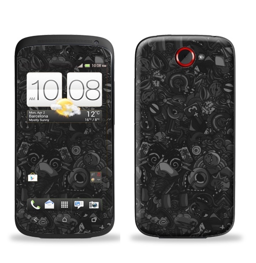 Наклейка на Телефон HTC HTC One S Темный дудл,  купить в Москве – интернет-магазин Allskins, темный, дудлы, черный, персонажи, монстры