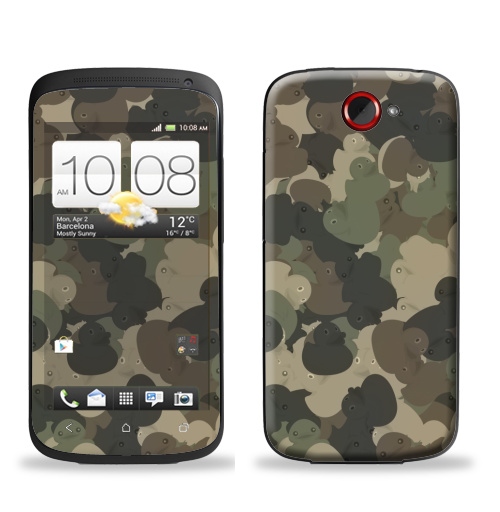Наклейка на Телефон HTC HTC One S Камуфляж с резиновыми уточками,  купить в Москве – интернет-магазин Allskins, хаки, текстура, военные, паттерн, утка, утенок, игрушки, ванная