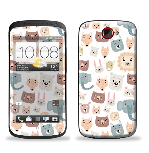 Наклейка на Телефон HTC HTC One S Зверята,  купить в Москве – интернет-магазин Allskins, лев, слоны, собаки, енот, медведь, детские, питбуль, заяц