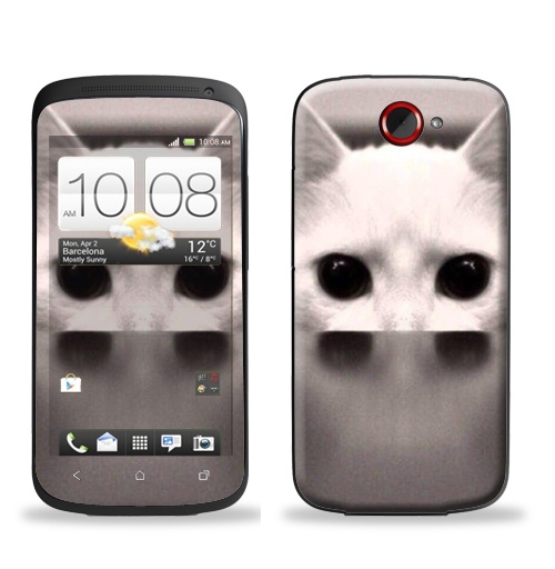 Наклейка на Телефон HTC HTC One S Сквозь...,  купить в Москве – интернет-магазин Allskins, черно-белый, киса, кошка, глаз, фотография