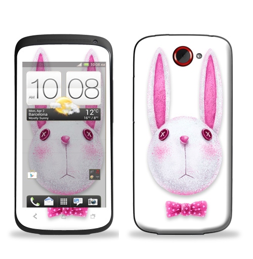 Наклейка на Телефон HTC HTC One S Зая с бабочкой,  купить в Москве – интернет-магазин Allskins, гики, заяц, бабочки, розовый, хипстер, пуговицы