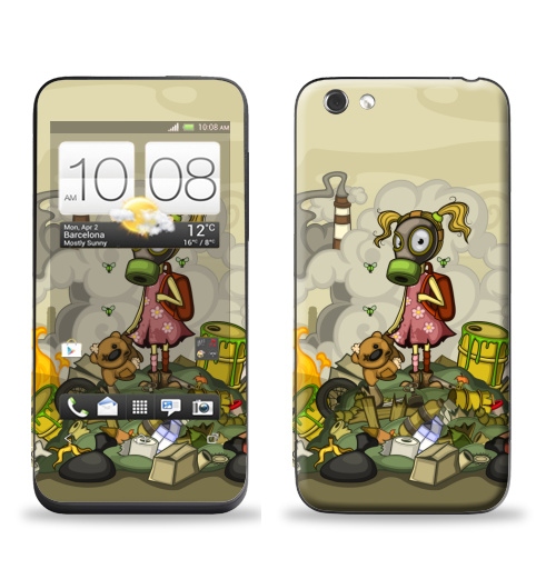 Наклейка на Телефон HTC HTC One V Загрязнение,  купить в Москве – интернет-магазин Allskins, смог, мир, загрязнение, мусор, отходы, детские