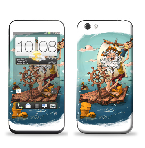 Наклейка на Телефон HTC HTC One V Главное - плыть вперед!,  купить в Москве – интернет-магазин Allskins, пират, морская, плот, оптимизм, персонажи, борода