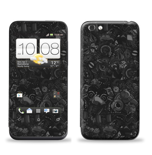 Наклейка на Телефон HTC HTC One V Темный дудл,  купить в Москве – интернет-магазин Allskins, темный, дудлы, черный, персонажи, монстры