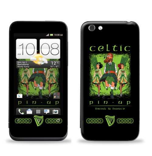 Наклейка на Телефон HTC HTC One V Кельтский пинап,  купить в Москве – интернет-магазин Allskins, сарказм, персонажи, девушка, алкоголь, пикник, танцы, Ирландия, кельт